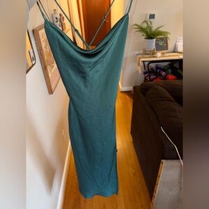 Astr Forest Green Backless Dress